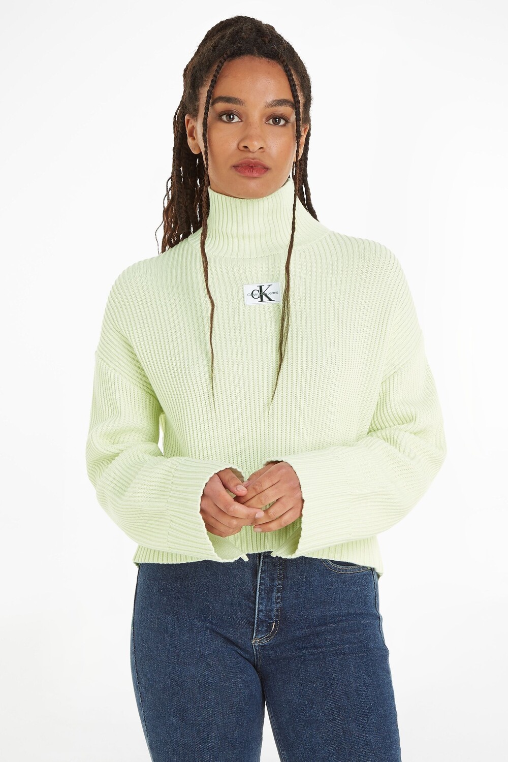 

Зеленый объемный свитер Label Calvin Klein Jeans, зеленый
