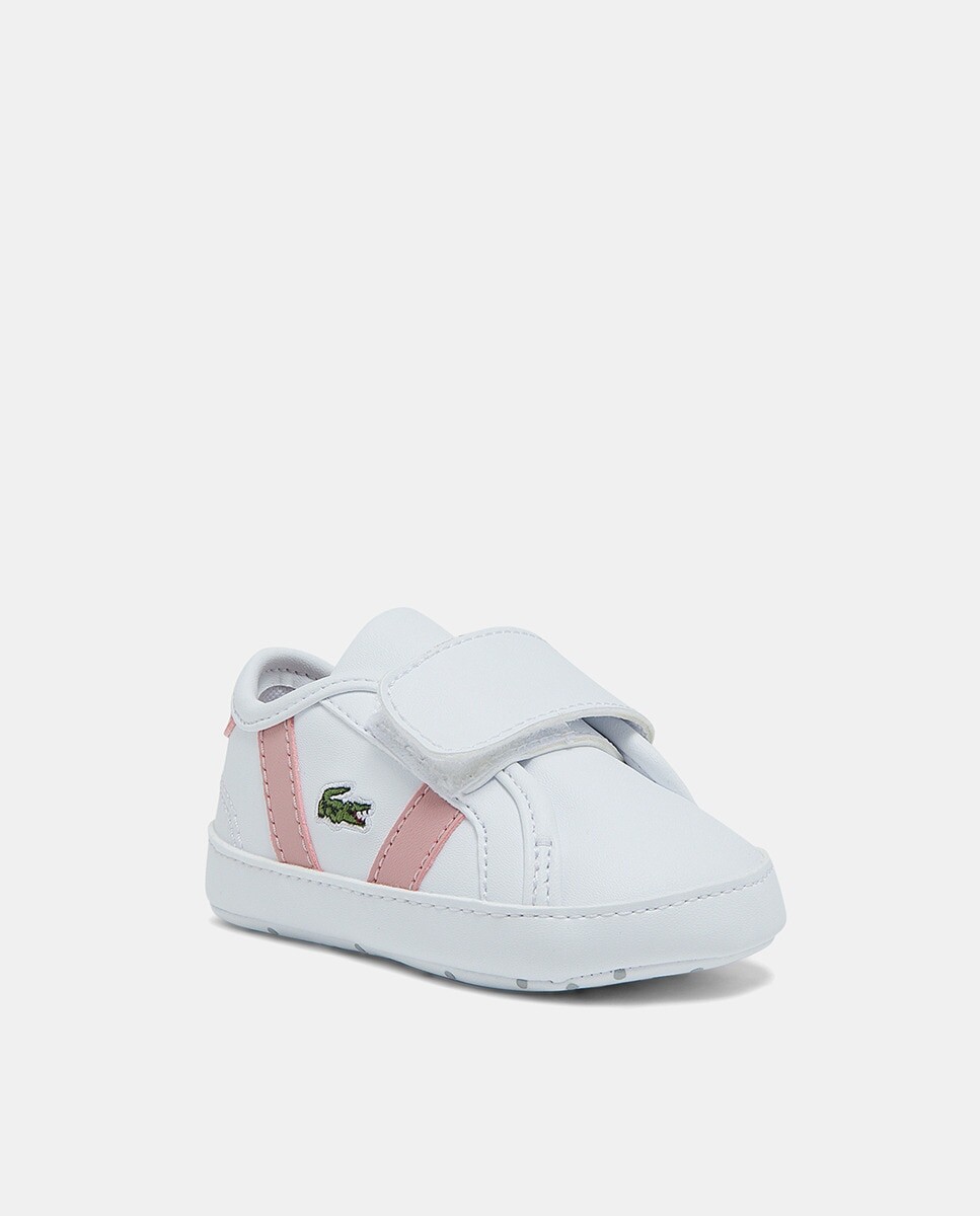 

Белые кроссовки Sideline Crib для маленьких девочек из синтетического материала Lacoste, белый