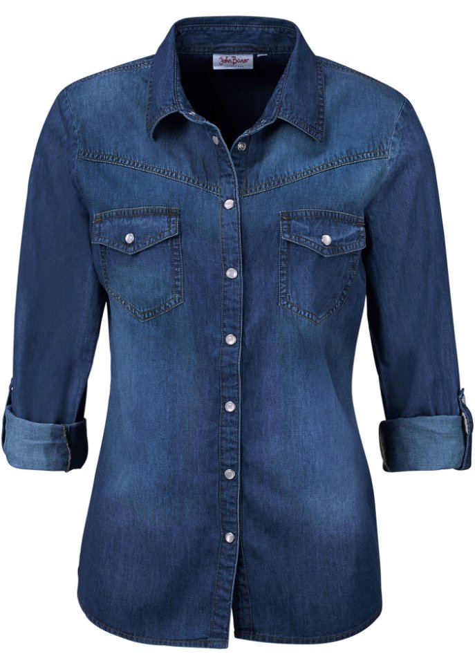 Джинсовая рубашка John Baner Jeanswear, синий maurizio massimino джинсовая рубашка