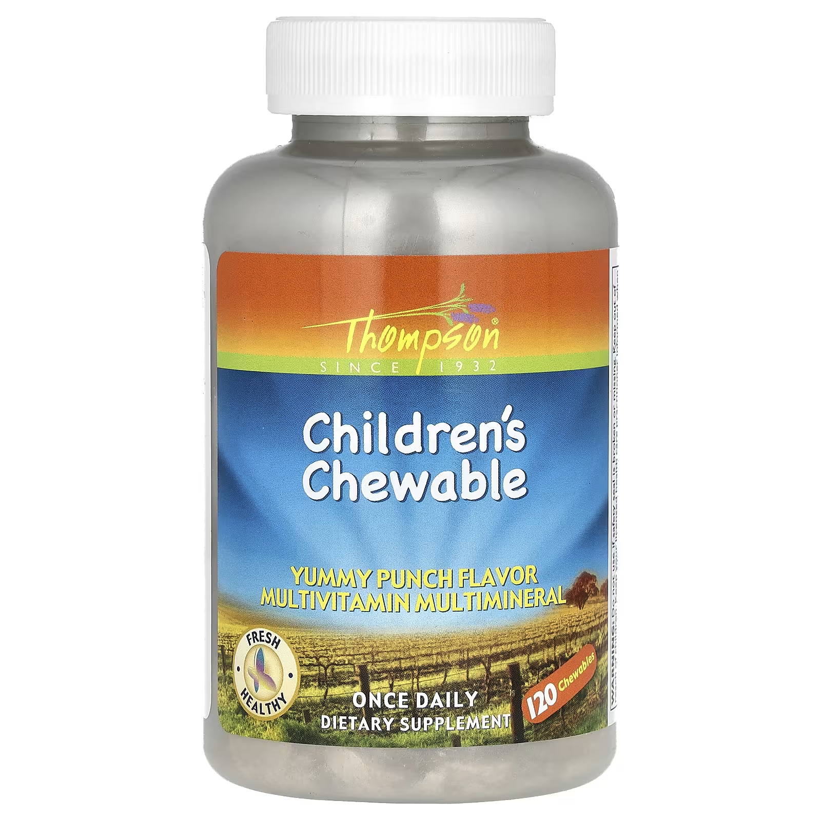 Детские жевательные мультивитаминные мультиминеральные вкусные пунши Thompson, 120 жевательных таблеток