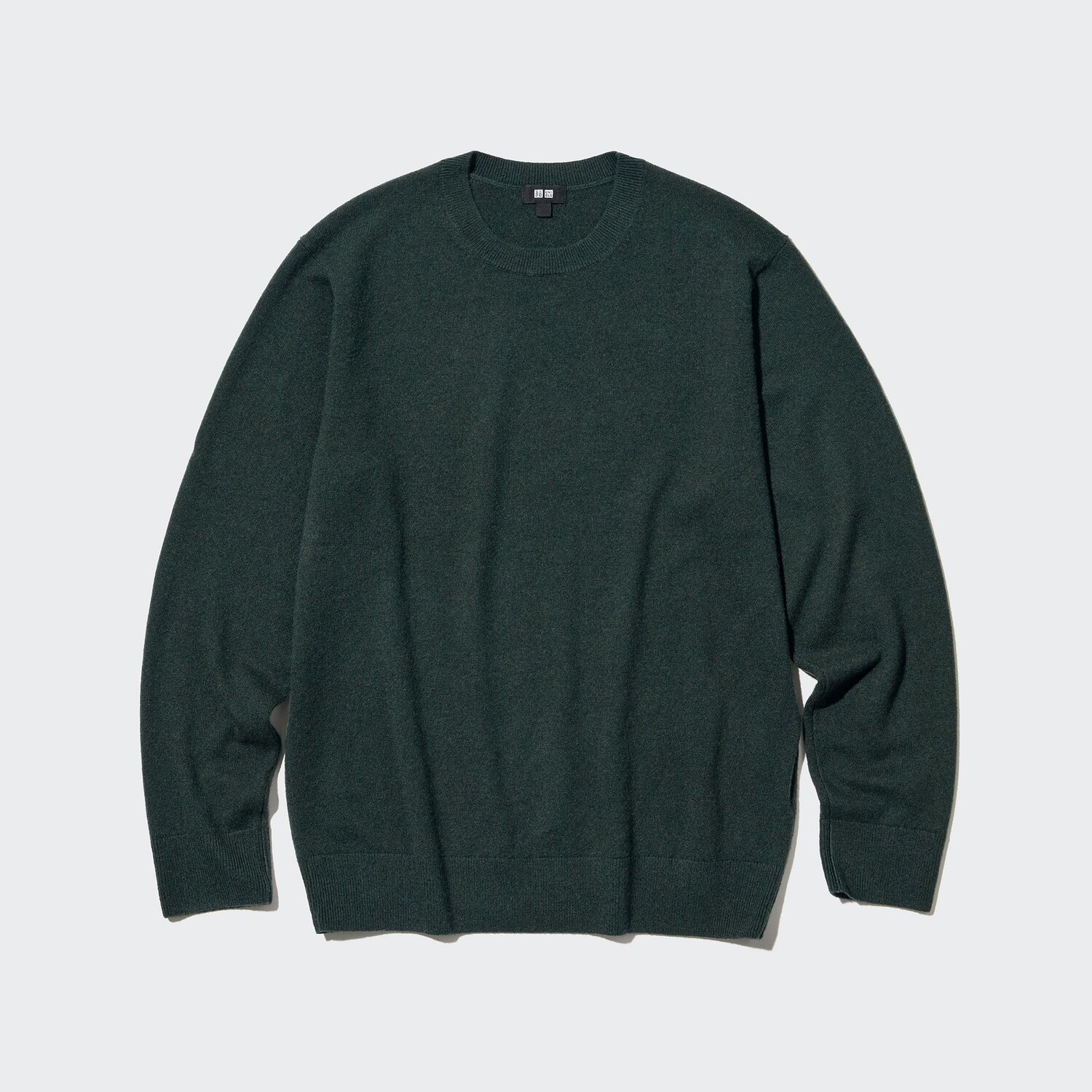 

Свитер Uniqlo мужской из кашемира с круглым вырезом, темно-зеленый