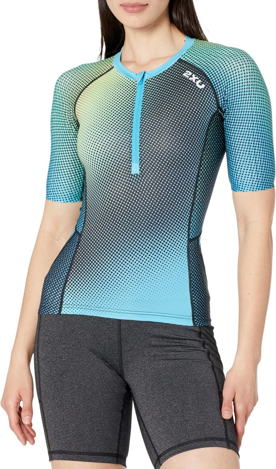 

Топ с рукавами Aero Tri 2XU, цвет Cyan/White