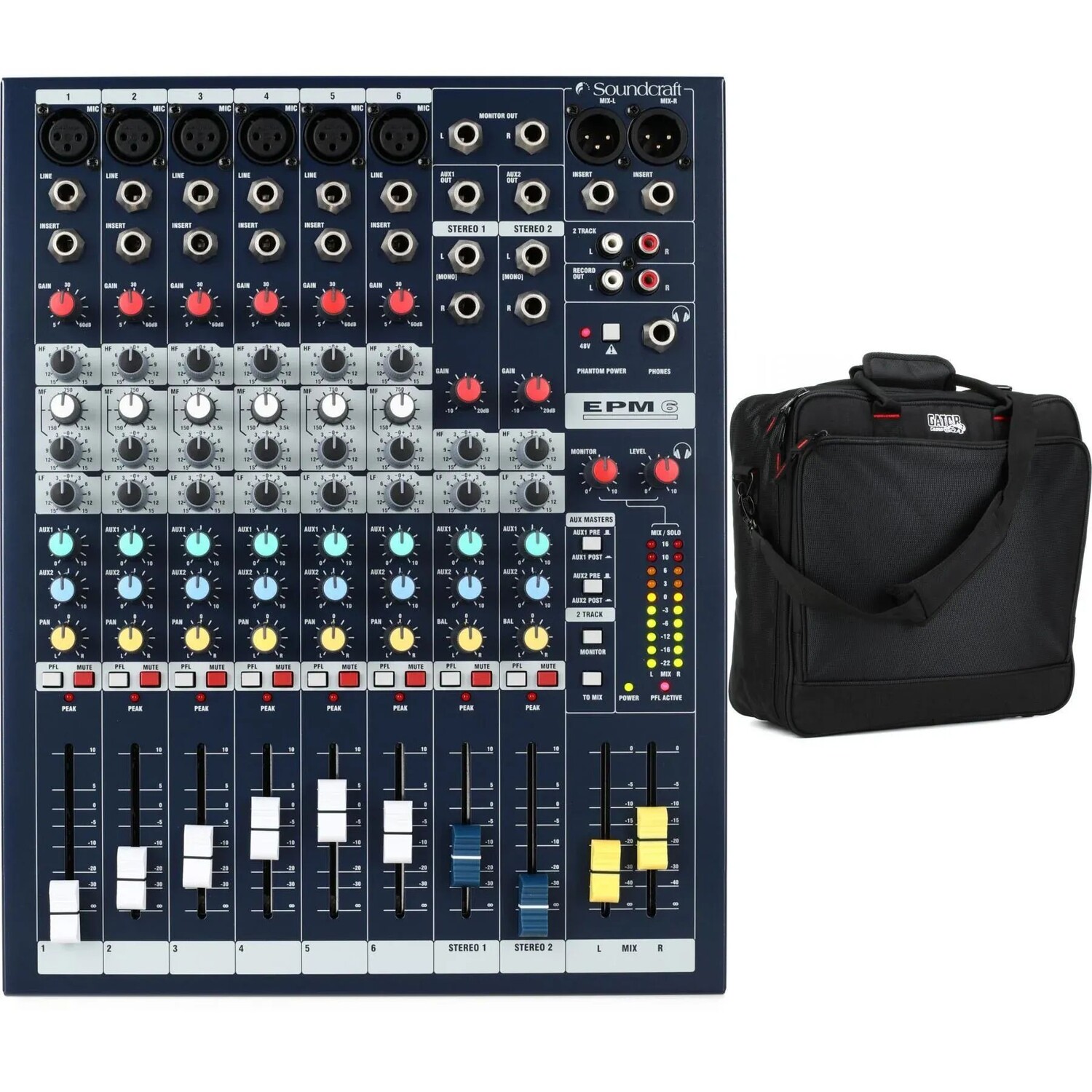 

8-канальный аналоговый микшер Soundcraft EPM6 в комплекте с сумкой
