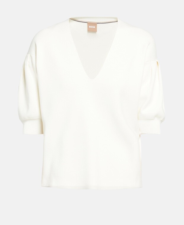 

Пуловер с короткими рукавами Boss, цвет Wool White