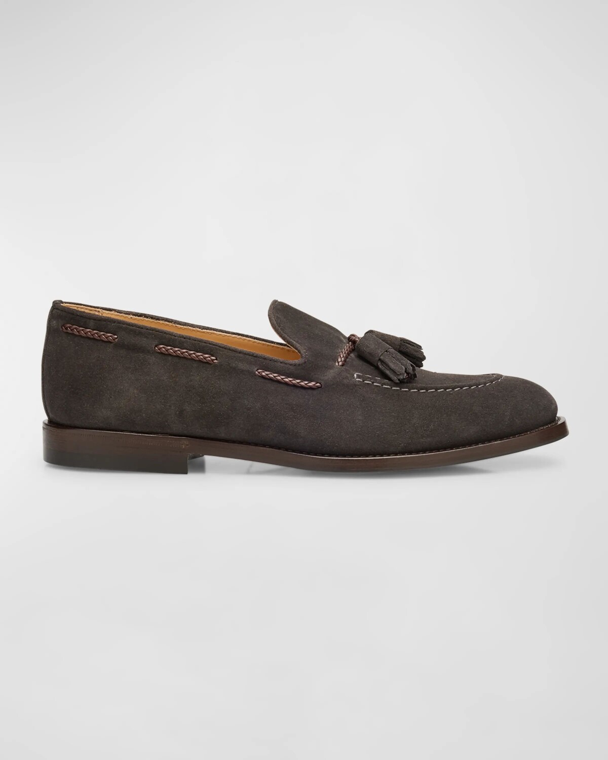 

Мужские замшевые лоферы с кисточками Brunello Cucinelli, цвет Dark Grey
