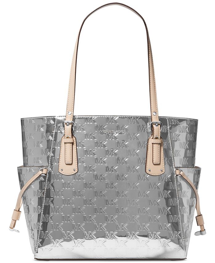 

Большая сумка-тоут с тиснением East West Michael Kors, серебро