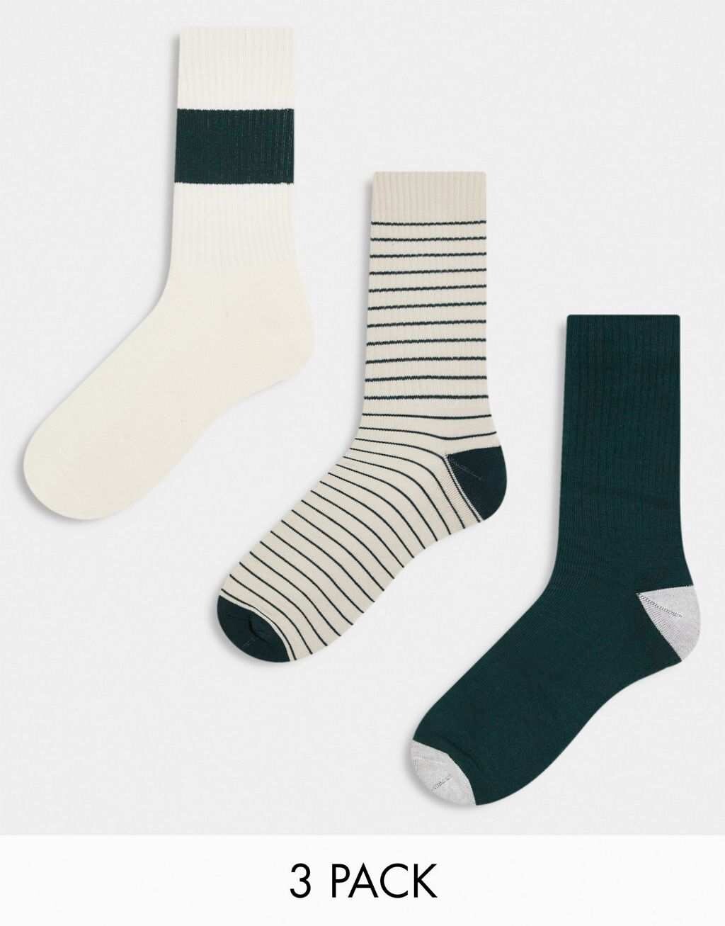 

Комплект из трех спортивных носков с полосками ASOS DESIGN