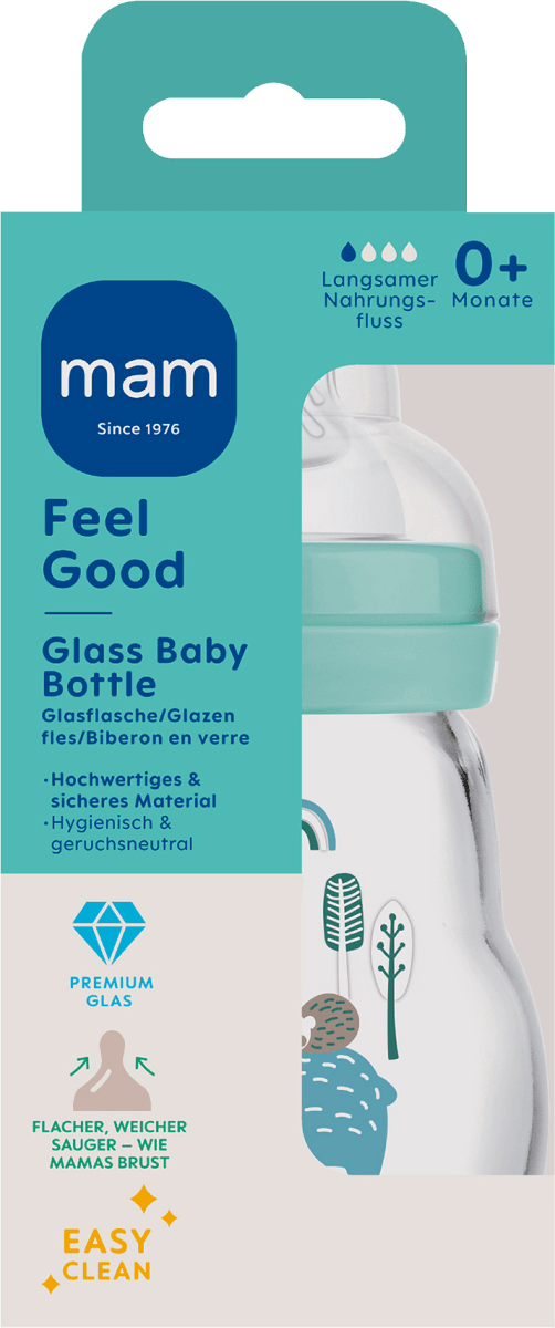 бутылка стеклянная альтернатива венера Детская бутылочка из стекла Feel Good матовая мятная с рождения 170 мл 1 шт. MAM