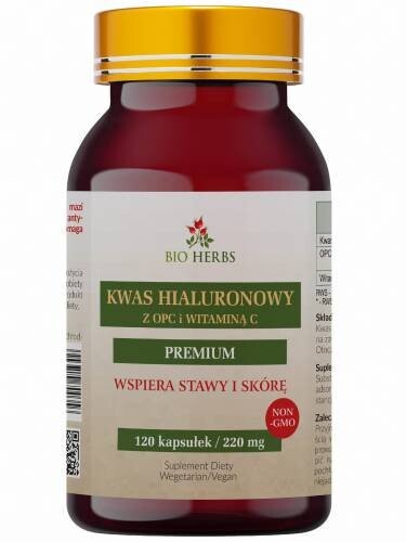 

Bio Herbs, Вариант гиалуроновой кислоты с витамином С для поддержки суставов и кожи, 120 капсул.