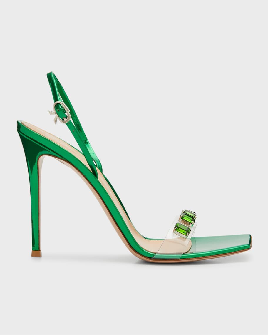 

Металлизированные сандалии Plexi Gem с ремешком на пятке Gianvito Rossi
