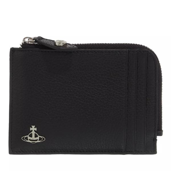 Кошелек grain leather card holder with zip Vivienne Westwood, черный
