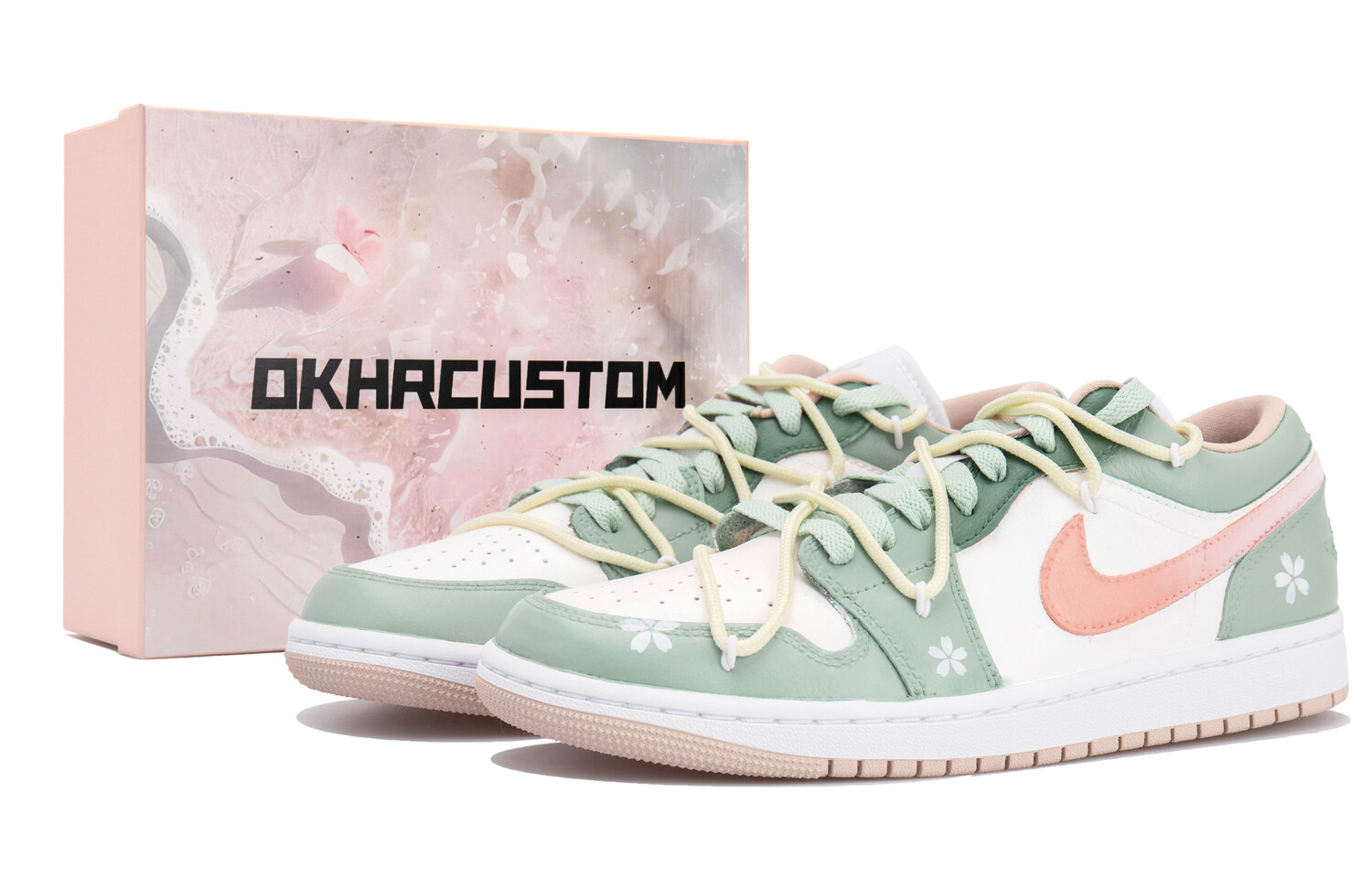 

Кроссовки Air Jordan 1 Vintage Basketball Shoes Unisex Low-top Pink/Green, цвет Pink Moon/Nori/Magnet