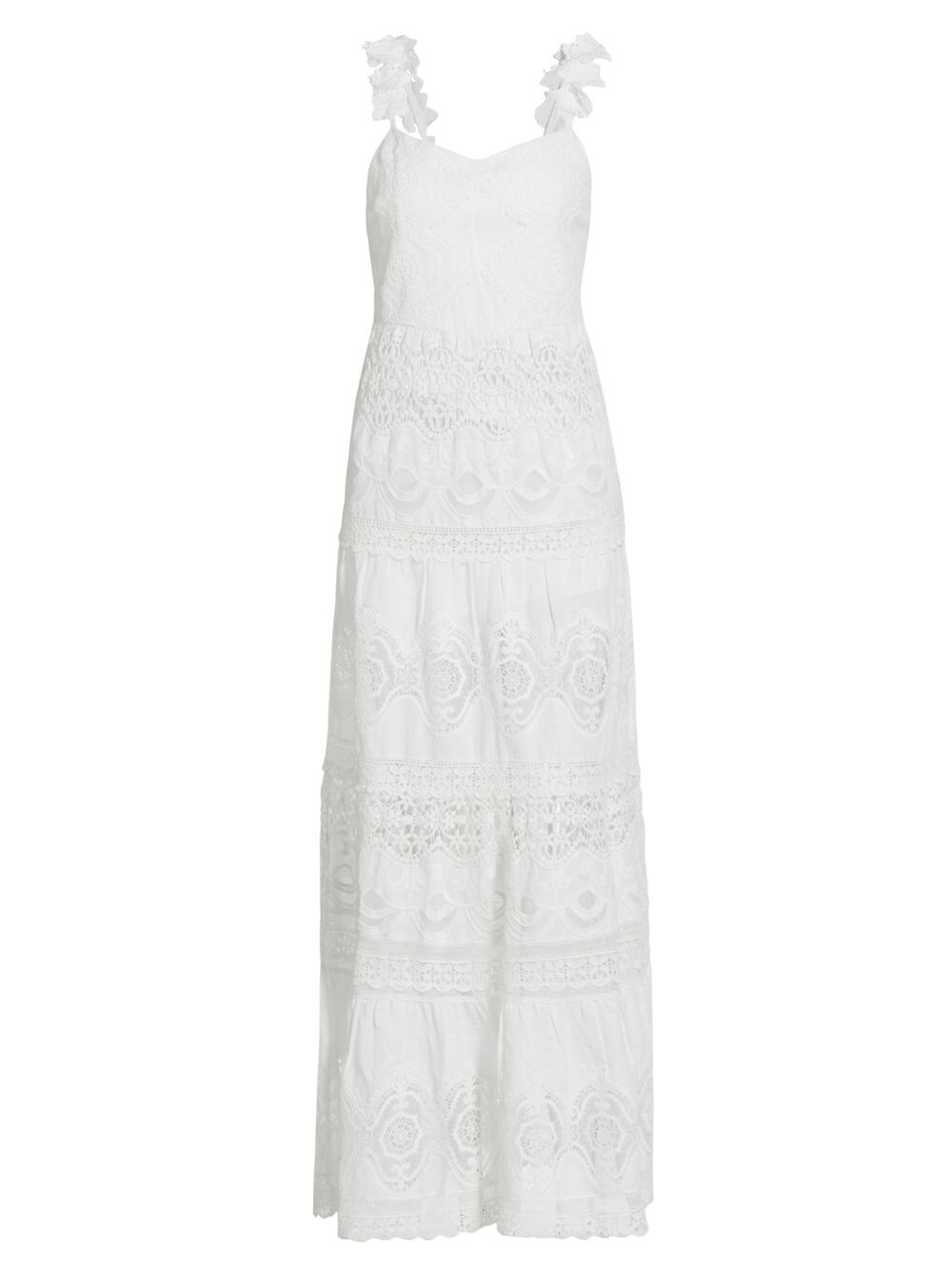 

Кружевное платье макси со вставками Alora Alice + Olivia, белый