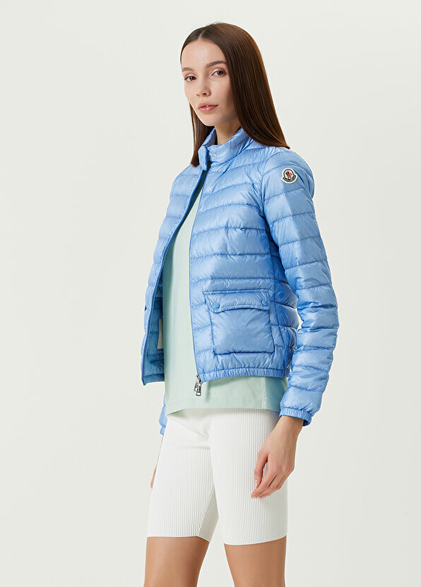

Синее пуховое пальто с воротником стойкой lans Moncler, Синий