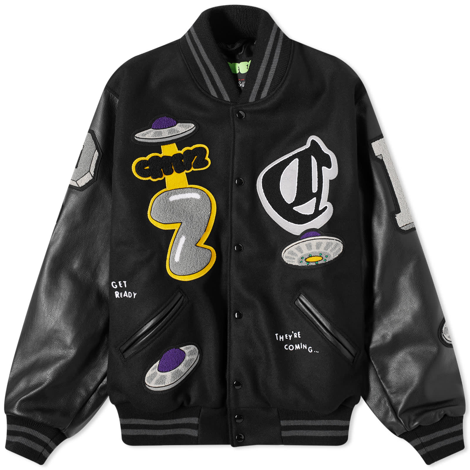 Куртка Creepz Invasion Leather Melton Varsity, черный