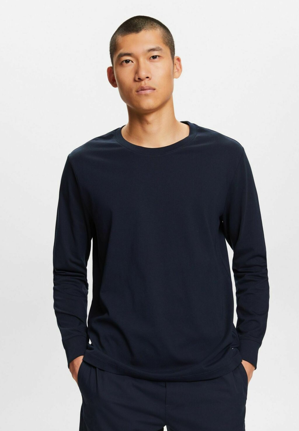 

Футболка с длинным рукавом Esprit, темно-синяя, Синий