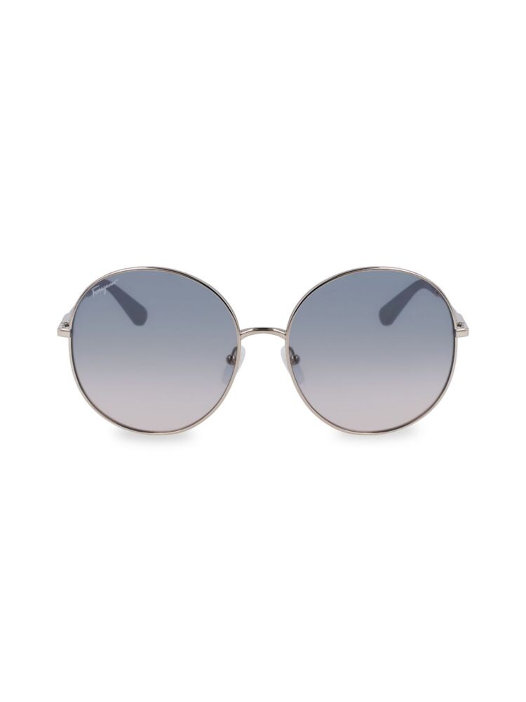 

Круглые солнцезащитные очки 60MM Ferragamo, серебро