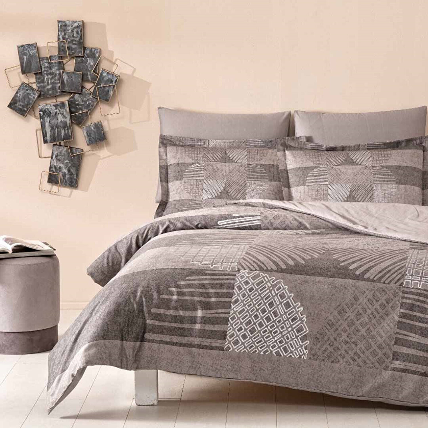 

Комплект постельного белья Tac Mariel Satin King Size - бежевый
