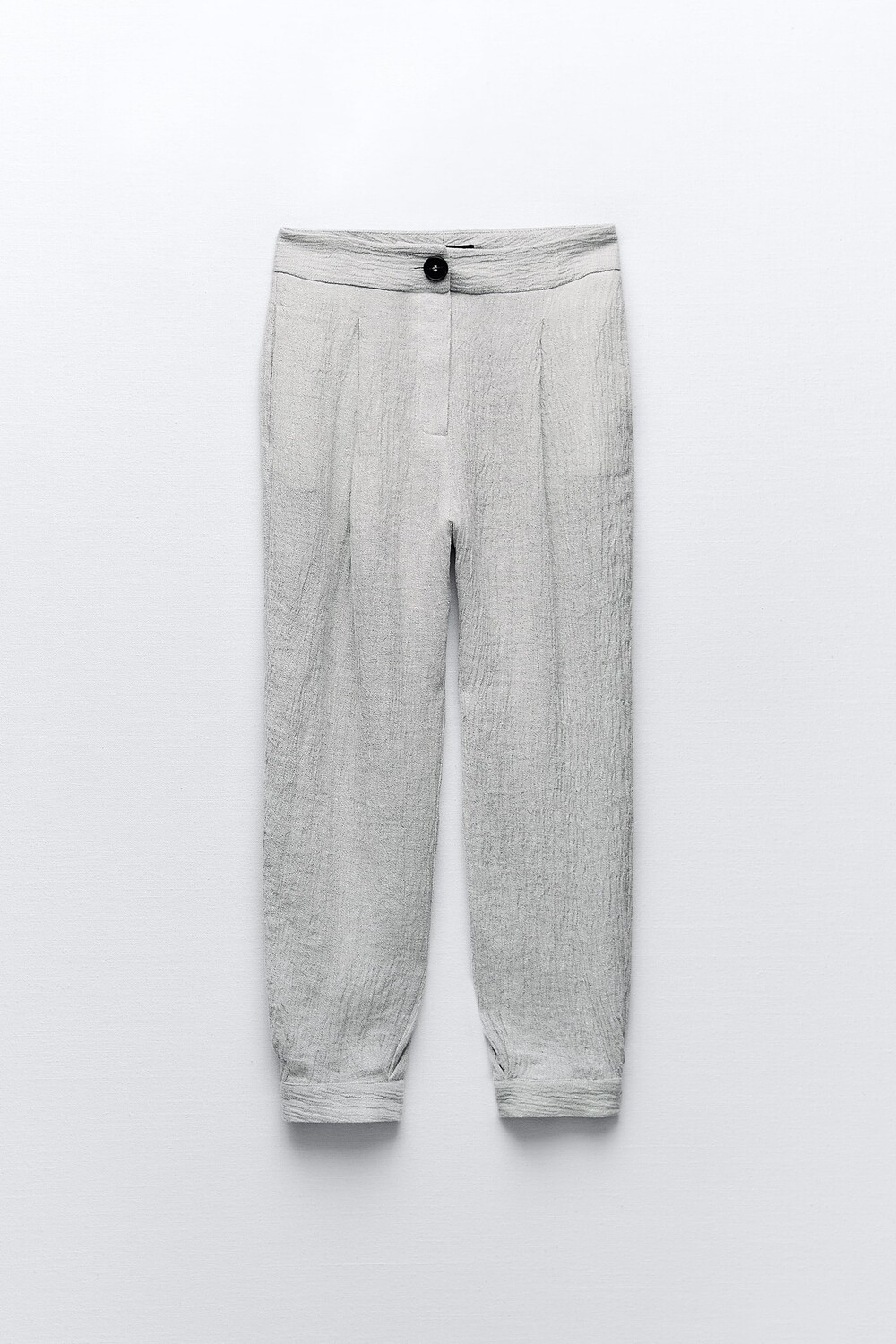 

Брюки из смешанного льна carrot fit Zara, серый мергель