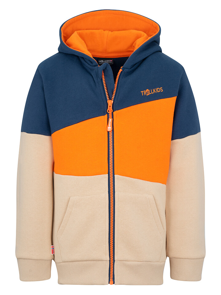 

Толстовка Trollkids Alesund, цвет Orange/Beige/Dunkelblau