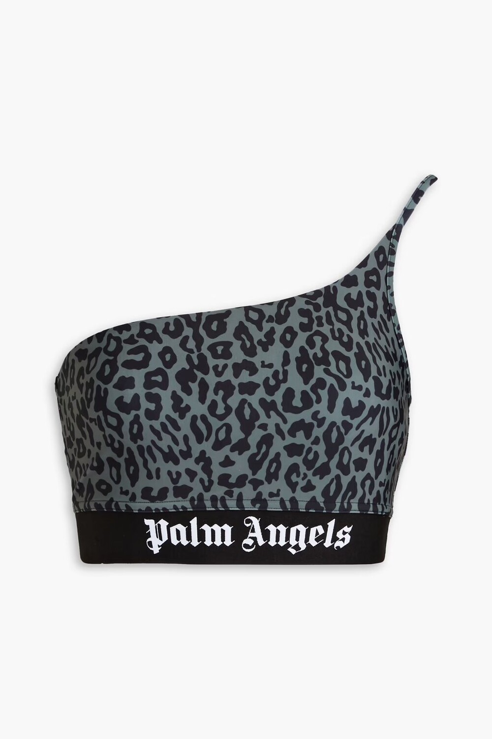 

Топ-бюстгальтер стрейч с леопардовым принтом на одно плечо Palm Angels, армейский зеленый