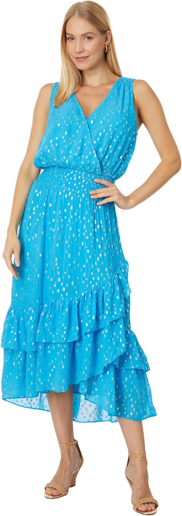 Платье-миди Valeri Lilly Pulitzer, цвет Cumulus Blue Viscose Metallic Clip Dobby