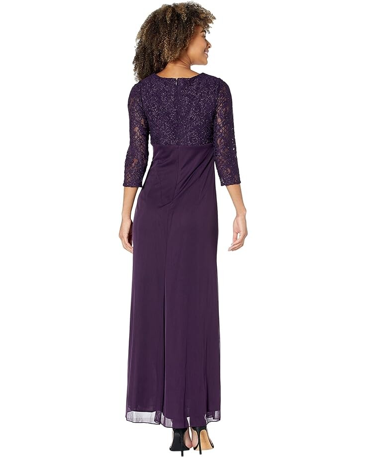 

Платье Alex Evenings Long A-Line Empire Waist Dress with Surplice Neckline, цвет Eggplant