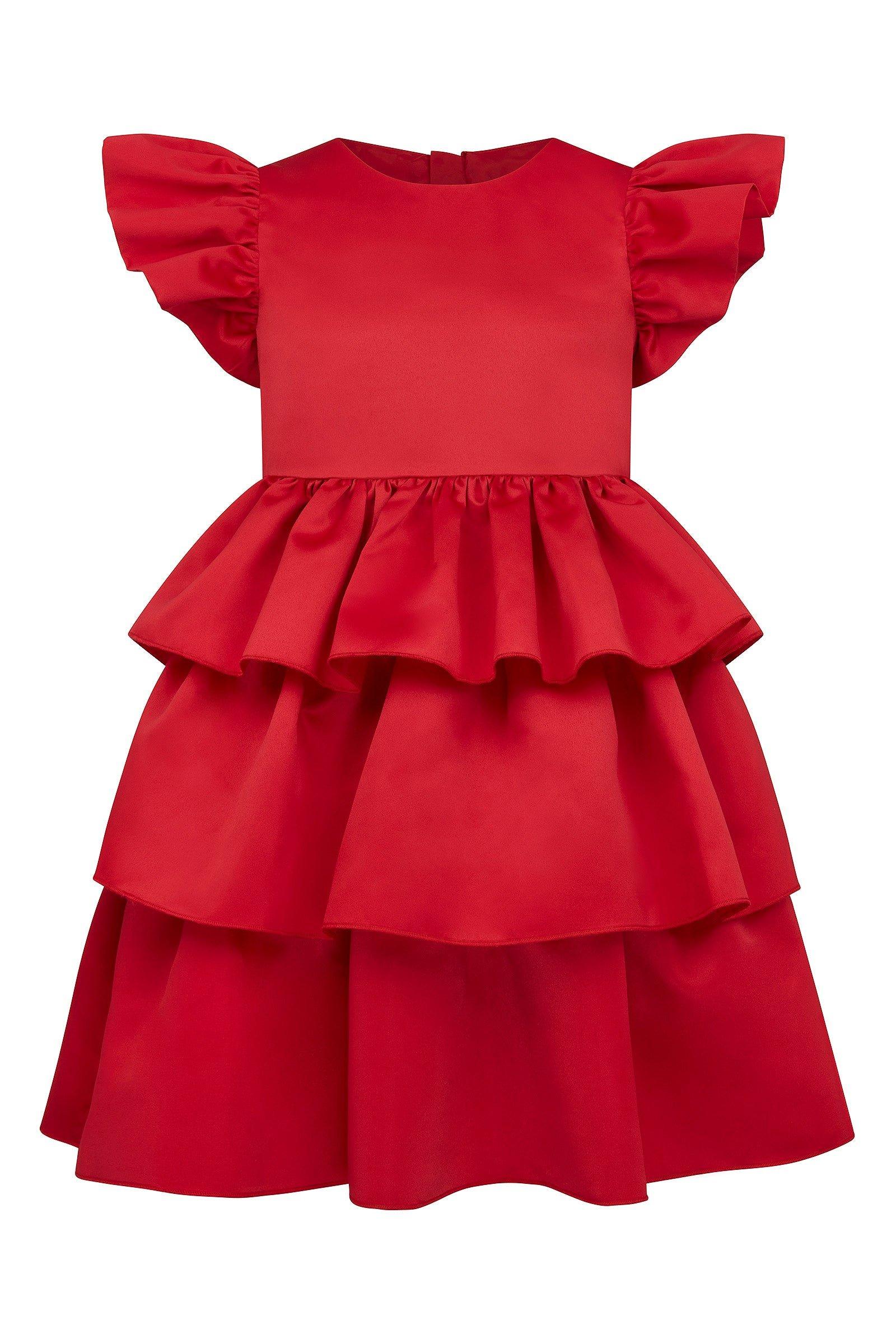 Атласное вечернее платье Scarlett с оборками HOLLY HASTIE, красный