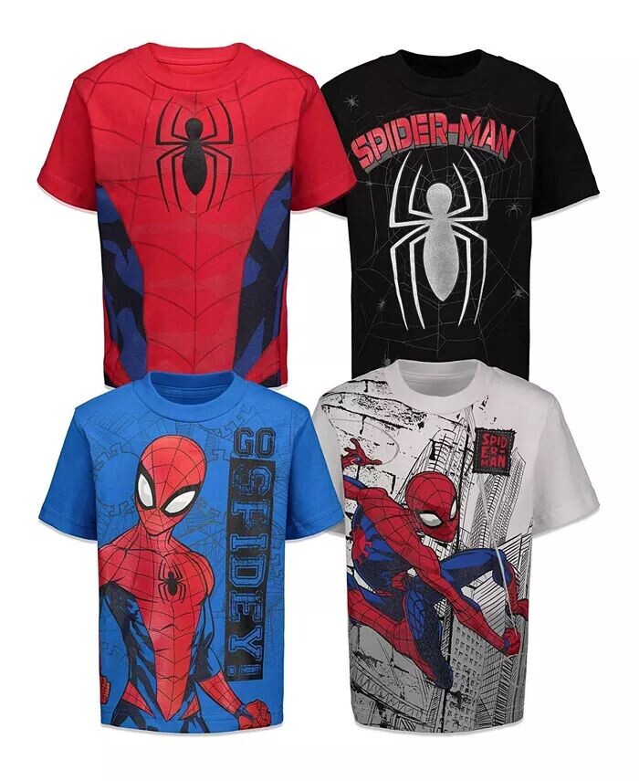 

Комплект из 4 футболок Little Boys Spider-Man с Человеком-пауком Marvel, мультиколор
