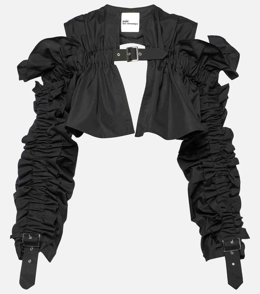 

Укороченный топ из хлопка с оборками Noir Kei Ninomiya, черный
