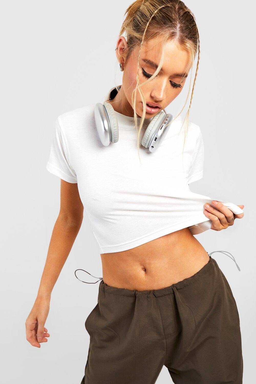 

Укороченная футболка свободного кроя с круглым вырезом boohoo, белый