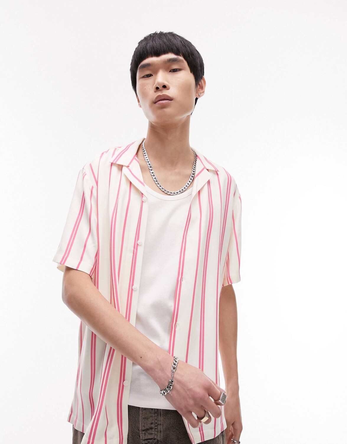 

Розовая рубашка в полоску Topman