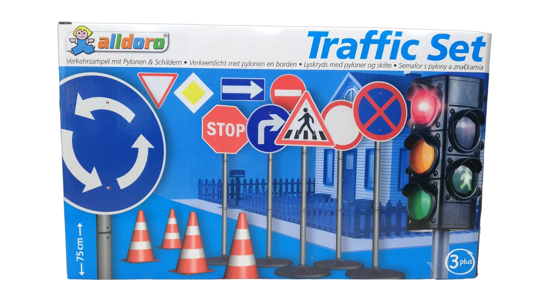 цена Alldoro Дорожный комплект XXL со светофором, дорожными знаками и пилонами