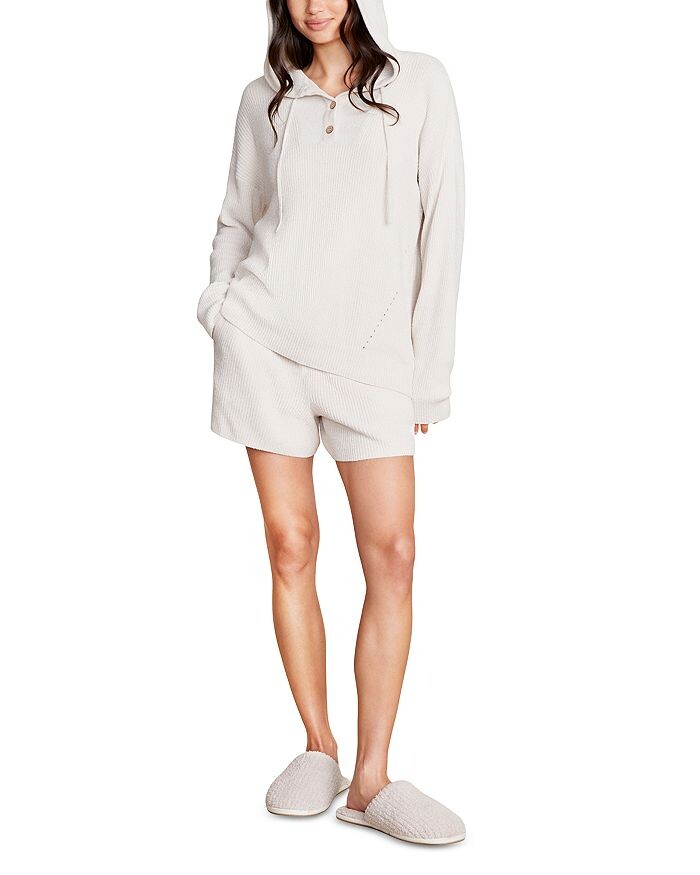 

Трикотажный свитер в рубчик с капюшоном Henley BAREFOOT DREAMS