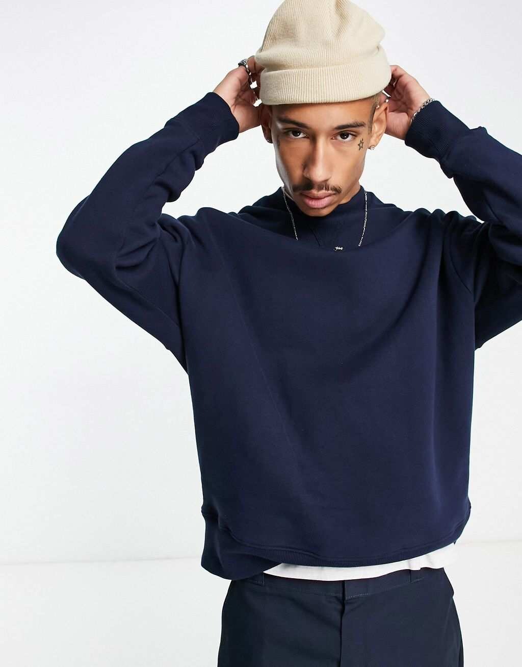 

Темно-синий тяжелый свитшот оверсайз ASOS DESIGN