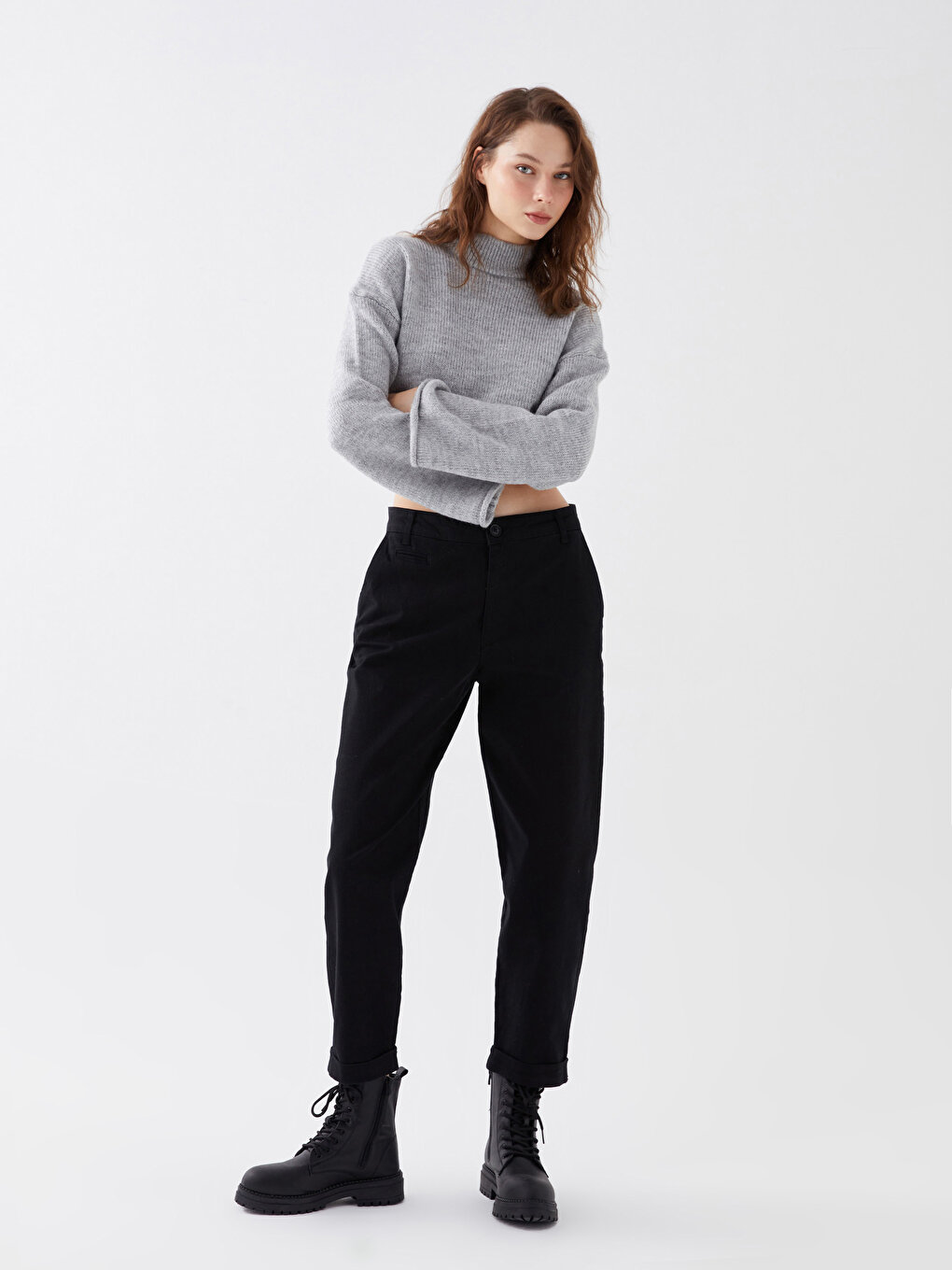 Женские прямые брюки стандартного кроя LCW Casual, новый черный цена и фото