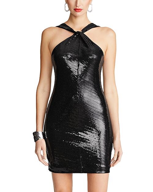 

Мини-платье Tobi из фольги HALSTON, цвет Black