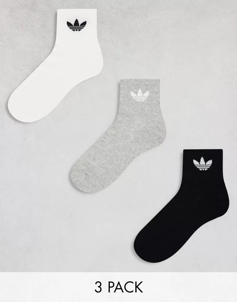 Комплект из трех носков adidas Originals белого, серого и черного цвета