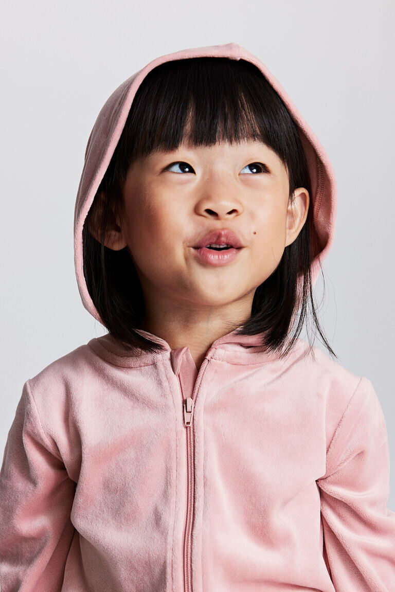 

Велюровая толстовка на молнии H&M, розовый