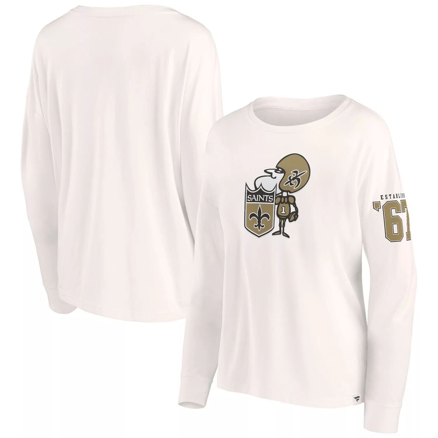 

Женская кремовая футболка с длинными рукавами и фирменным логотипом Fanatics New Orleans Saints Game Date Fanatics, Бежевый