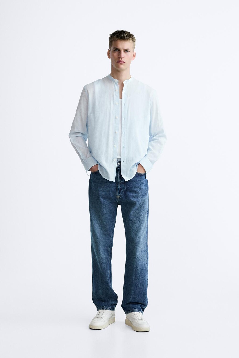 

Рубашка из хлопка ZARA, голубое небо