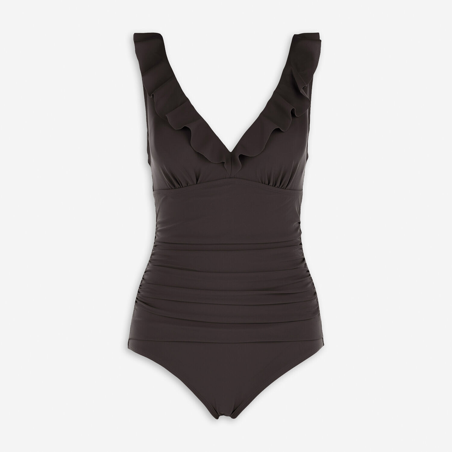 

Черный купальник с рюшами на декольте DKNY