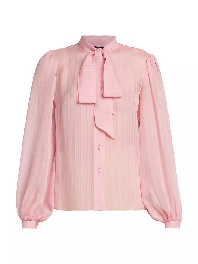 Шелковая блузка с завязками на воротнике Etro, цвет dark powder pink character luxury powder dark 20 lp002