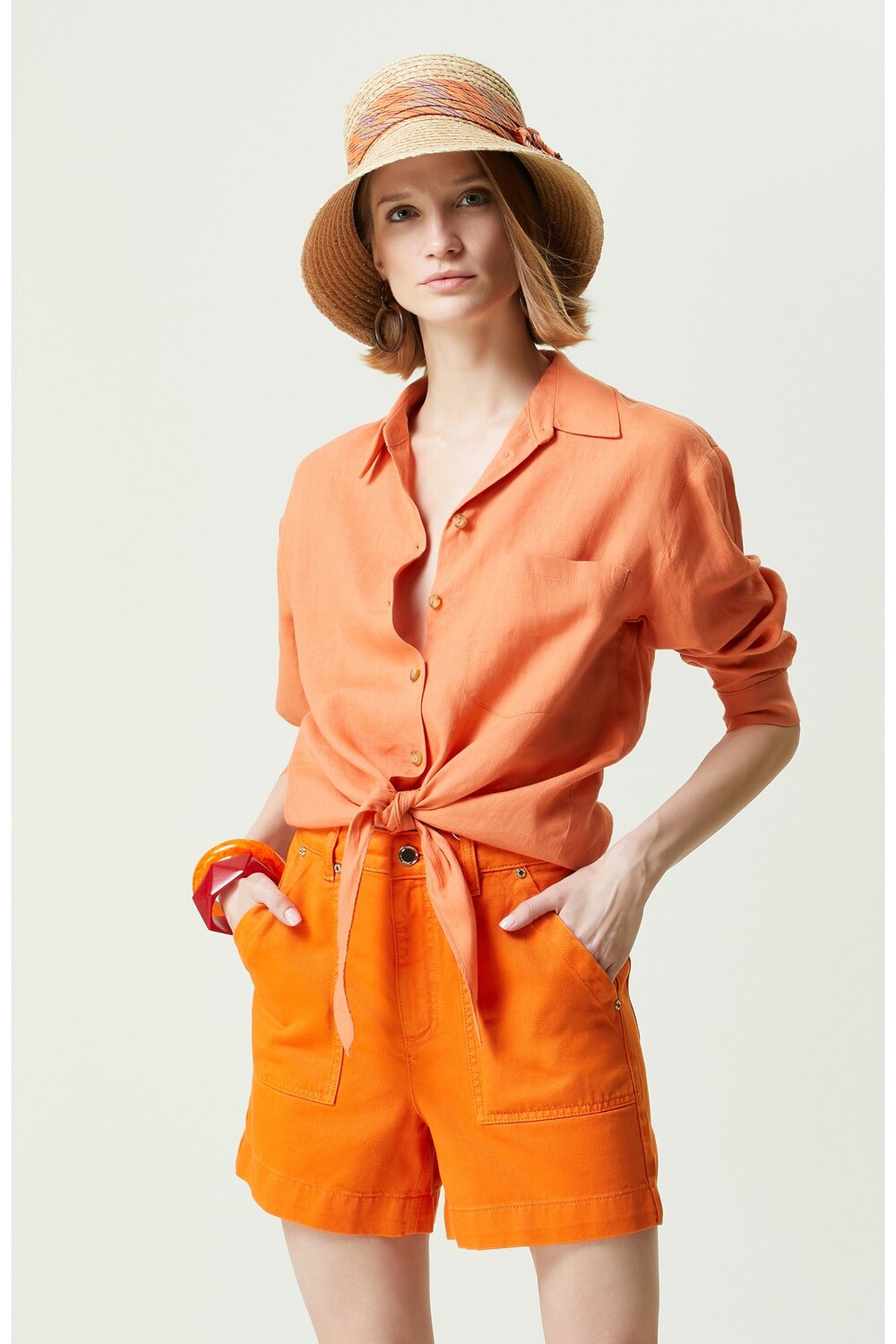 

Льняная рубашка Burnt Orange Network, оранжевый