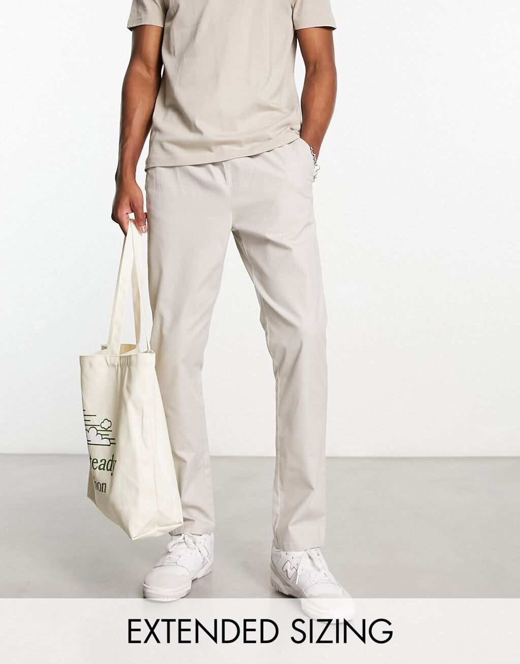 

Светло-серые брюки чинос ASOS DESIGN, Серый