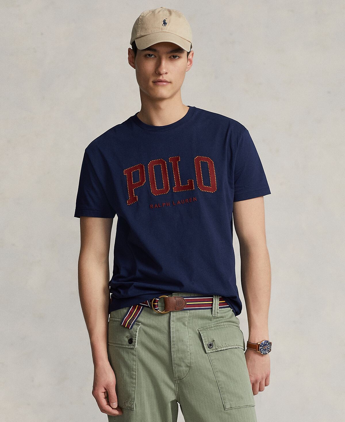 

Мужская хлопковая трикотажная футболка классического кроя с логотипом Polo Ralph Lauren