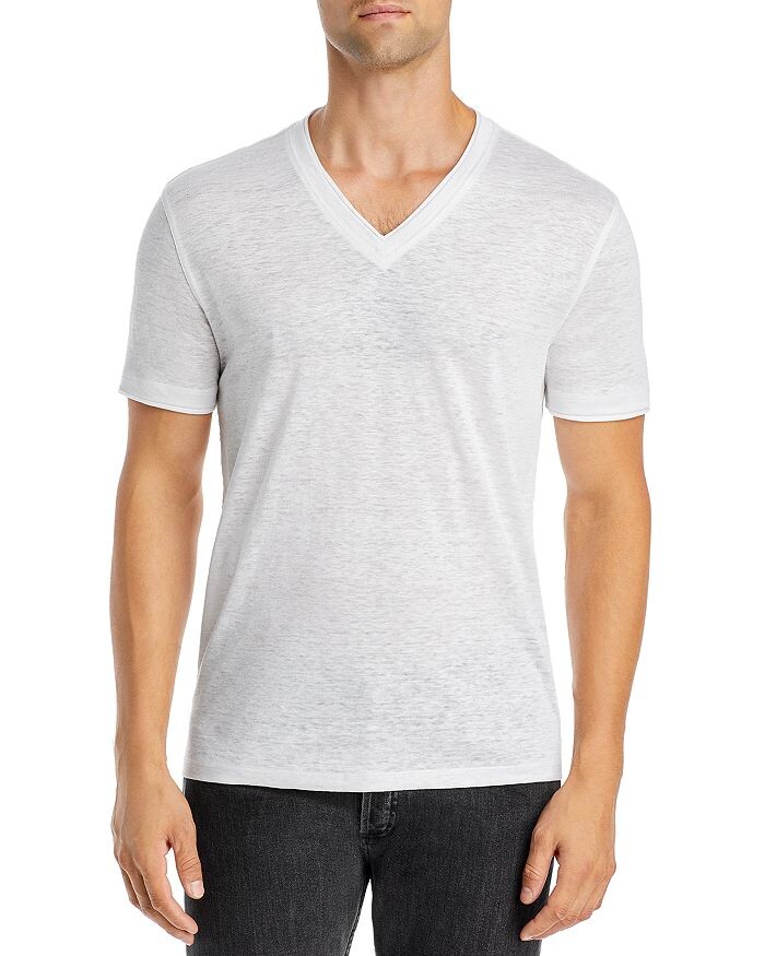 

Льняная футболка Slim Fit с V-образным вырезом John Varvatos, Серый