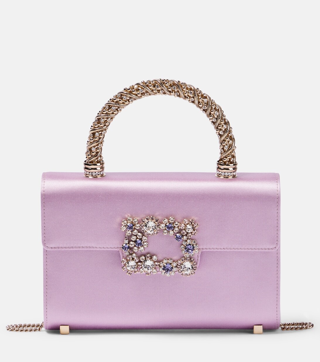 

Декорированная атласная сумка-тоут Envelope Mini Roger Vivier, фиолетовый