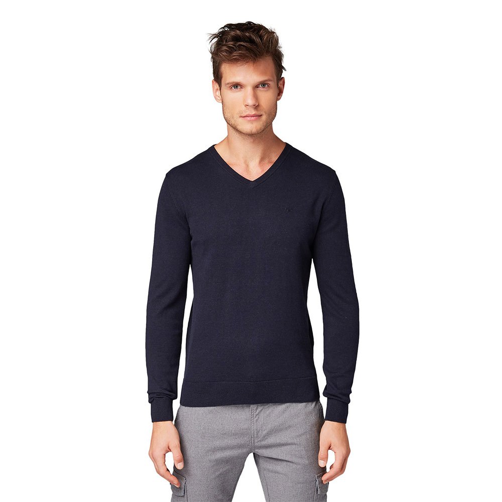 Свитер Tom Tailor Simple Knitted V-Neck, синий свитер tom tailor 1012820 v neck синий