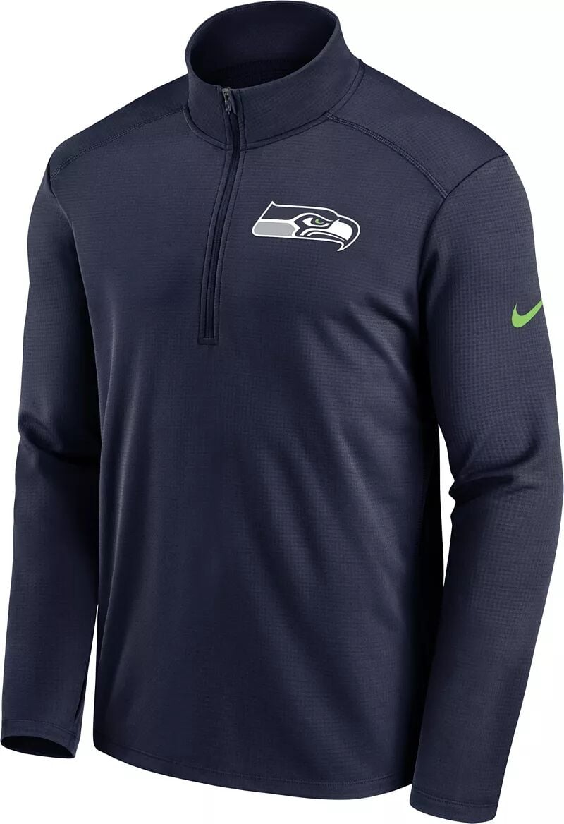 

Мужской темно-синий пуловер с молнией до половины длины Nike Seattle Seahawks Logo Pacer